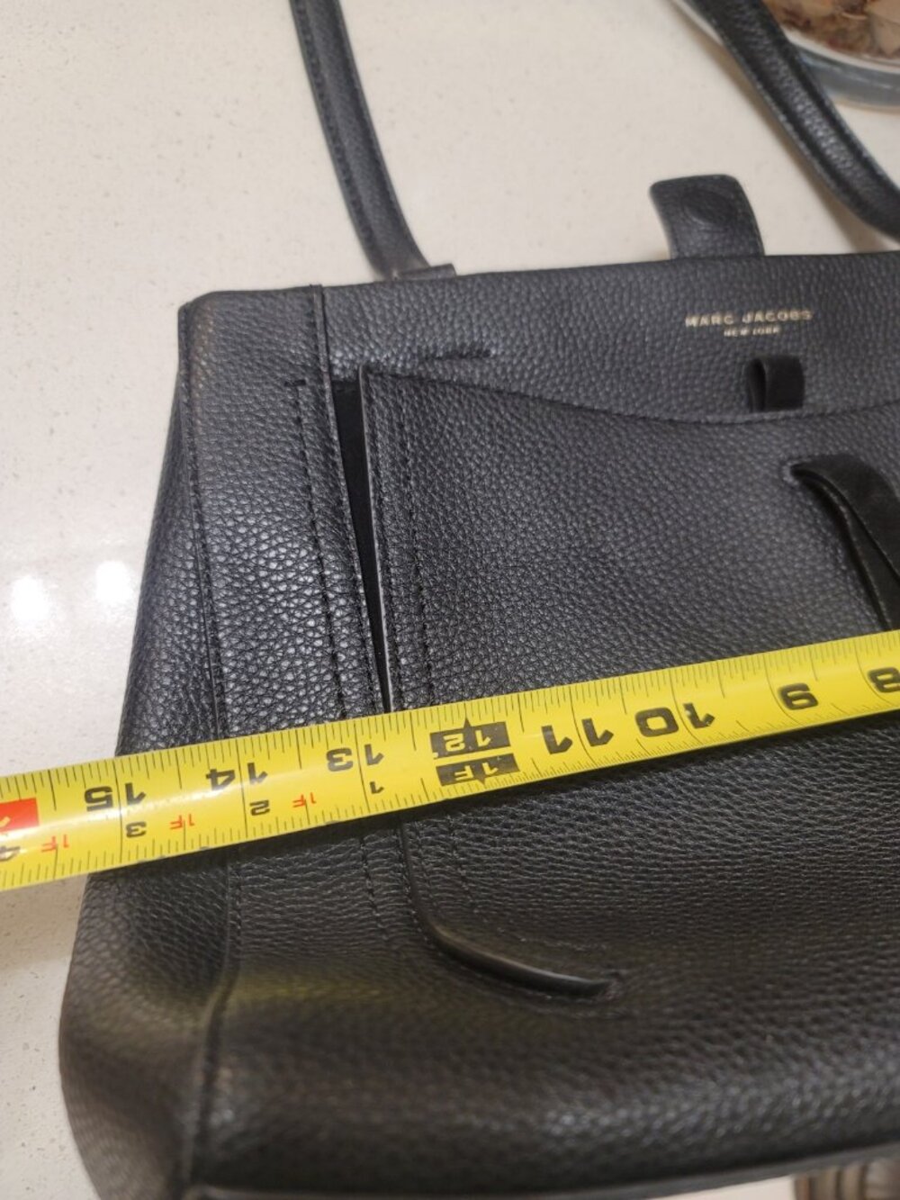 MARC JACOBS Maverick Tote Soft Black Pebbled Leather Large Bag 3 Sections - Picture 9 of 10